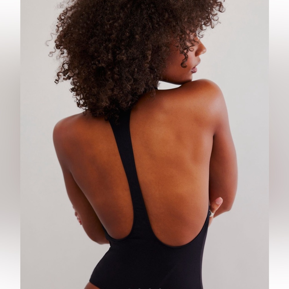 Free people Alyssa Extreme T-Back Bodysuit black size S